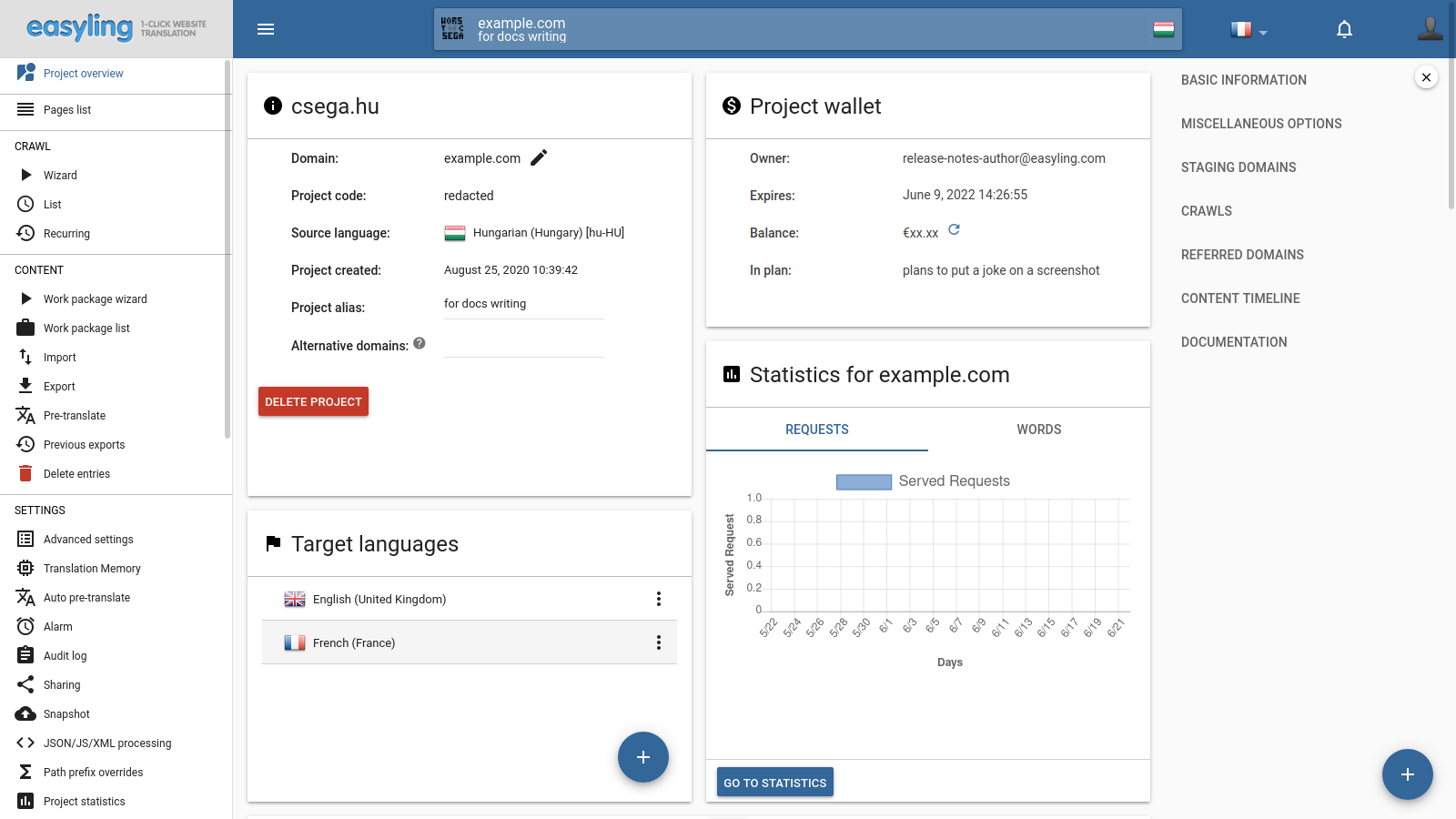 The revamped Project overview